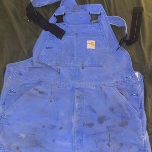 Carhartt 100171 434 Quilt Lined  Bib Overalls - Blue  36 X 34  Destressed